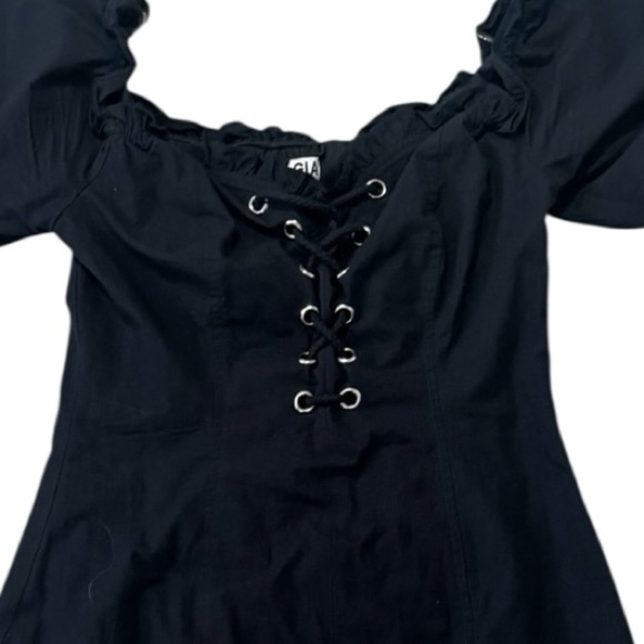 I.AM.GIA Black Mini Lace Up Puff Sleeve Off Shoulder Dress Sz M Party Club Ayla - Picture 10 of 12